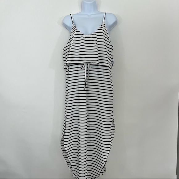 CUPSHE White Black Stripe Scoop Neck Sleeveless Maxi Dress Coverup - Picture 1 of 16